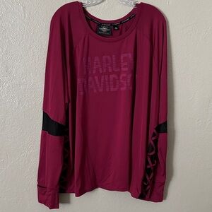 Harley-Davidson Women’s Plus Vented Mesh Burgundy Long Sleeve Performance 3X